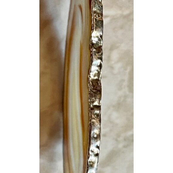 Polished Natural Agate Geode Slab Slice Beige Brown Quartz Crystal Stone Pendant - Picture 6 of 7